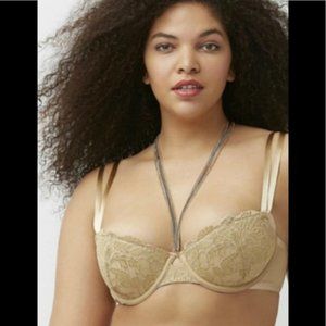 Like New Cacique Jewelry Bra Cut Down Demi Halter SZ 42DDD